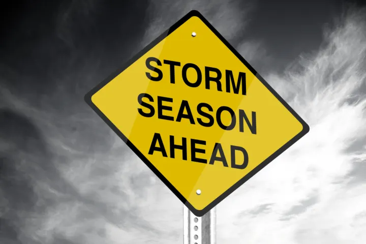 Storm Season Ahead warning sign