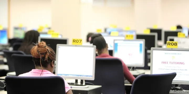 Students at computers