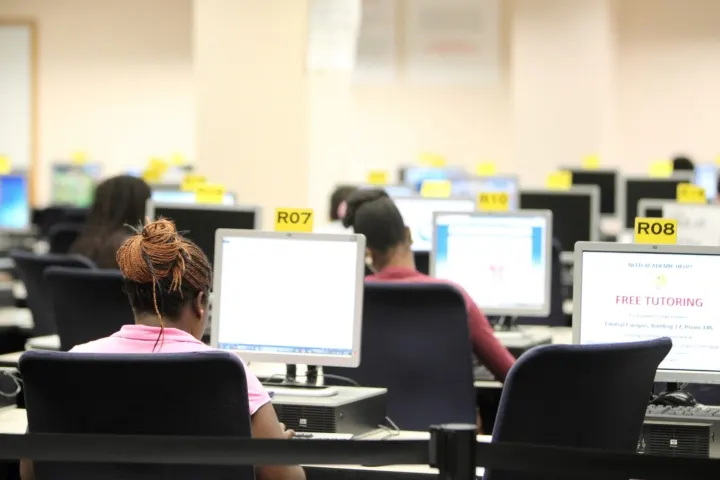 Students at computers